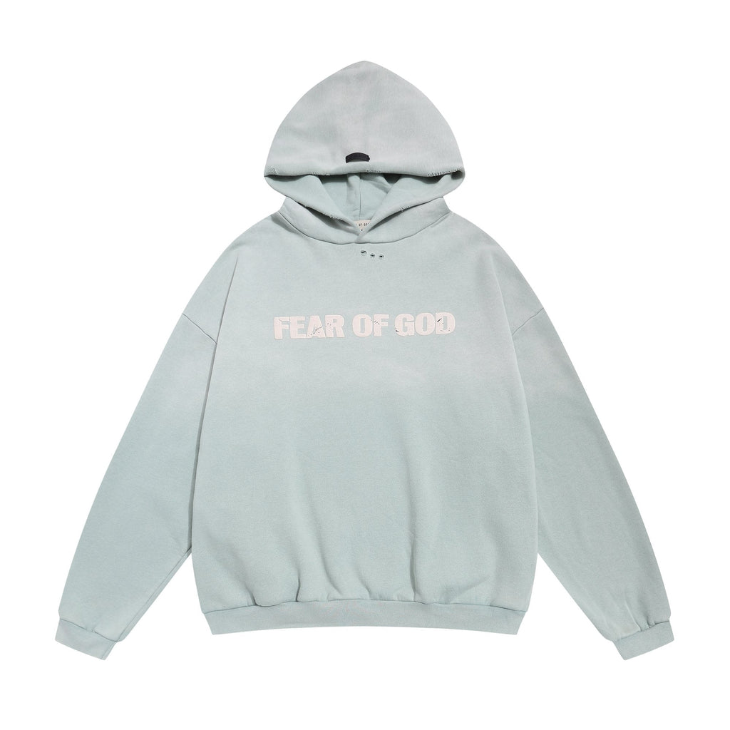 FEAR OF GOD Light Blue Raised Letter Graphic Hoodie